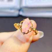 Factory wholesale explosions natural powder Opal ring S925 silver inlaid main stone 5*9 hot Europe and the United States a generation of hair