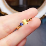 Factory wholesale explosions natural sapphire ring S925 silver inlaid main stone 3*3 selling Europe and the United States a generation of hair