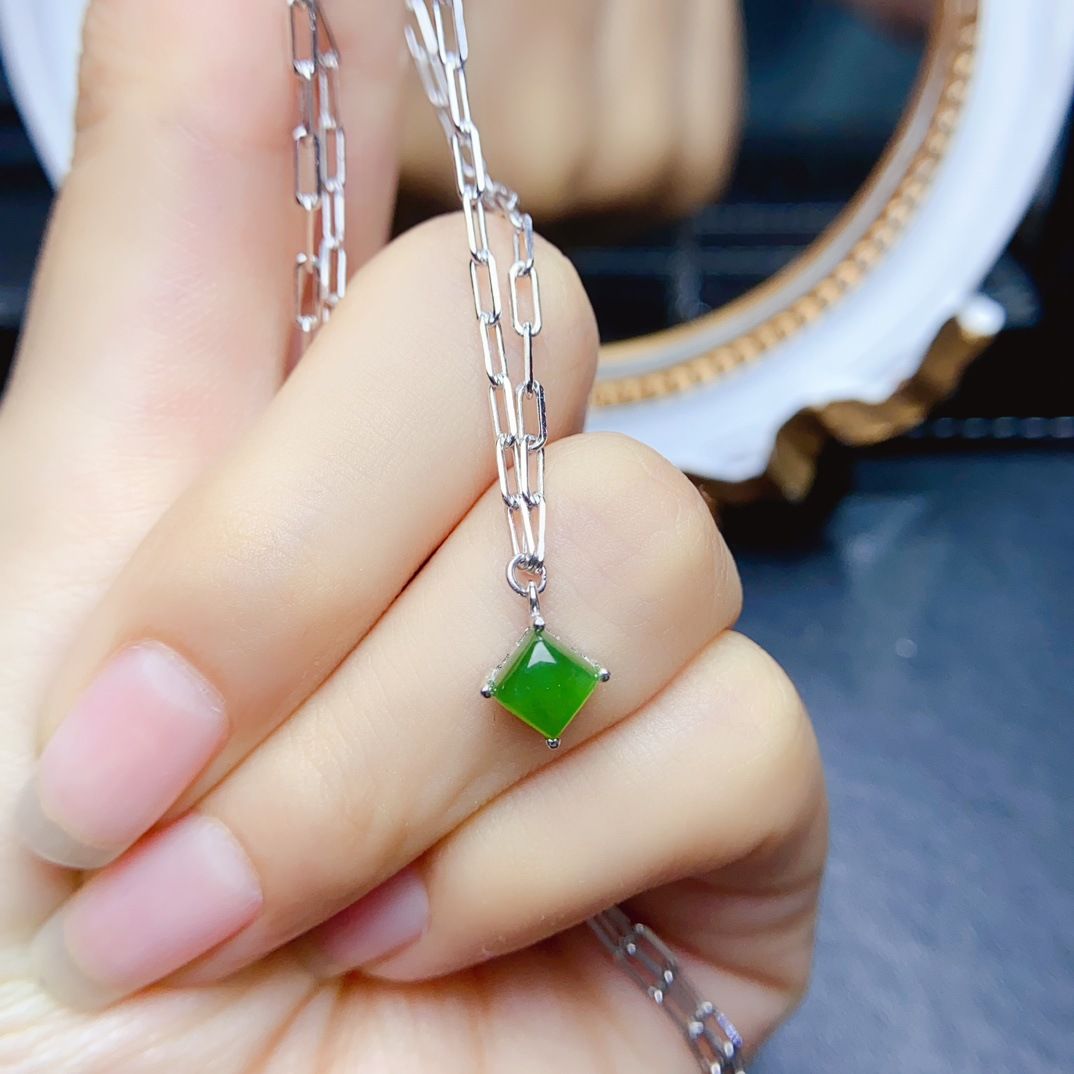 Factory wholesale explosions natural jasper necklace S925 silver inlaid main stone 6*6 selling Europe and the United States a generation