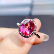 Factory wholesale explosions natural powder Topaz ring S925 silver inlaid with the main stone 8*10 selling Europe and the United States a piece