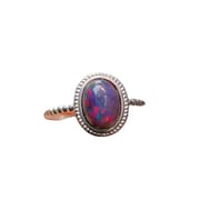 Factory wholesale explosions natural black opal ring S925 silver inlaid main stone 6*8 selling Europe and the United States a generation of hair
