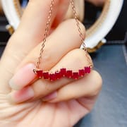 工厂批发爆款天然红宝石项链S925银镶嵌主石3*4热销欧美一件代发