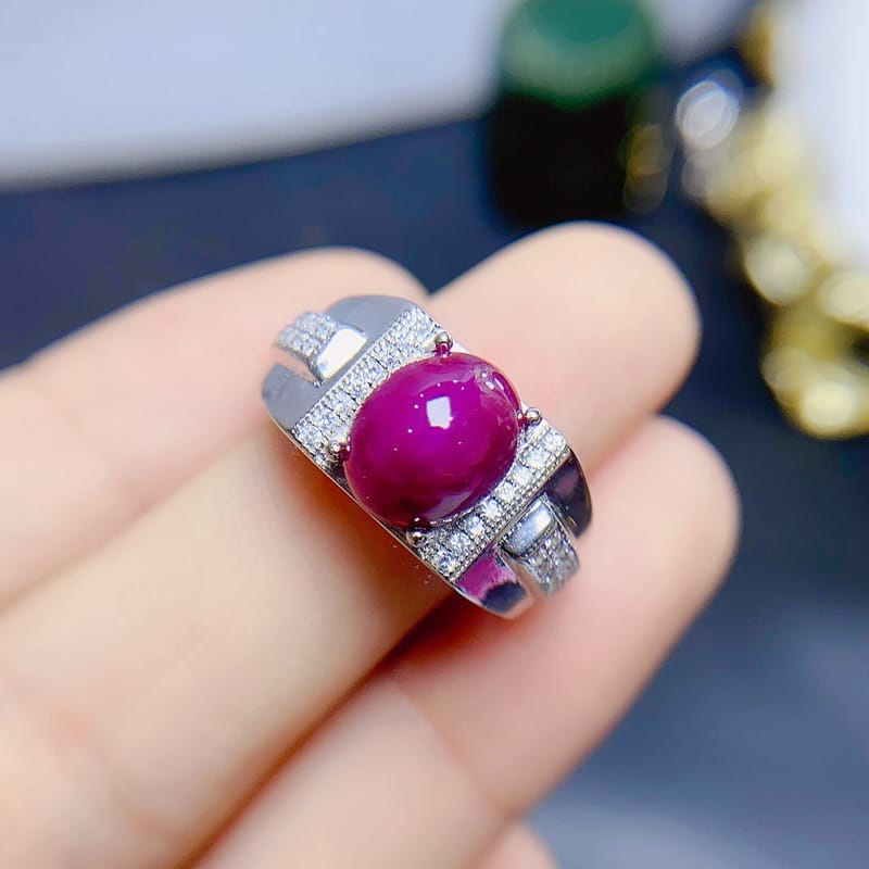 4 karat natural Ruby men's ring 925 silver adjustable cross-border e-commerce supply