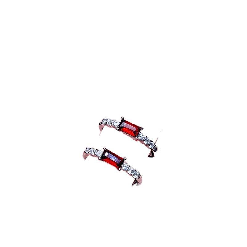 Clear inventory 925 silver inlaid natural garnet ring ladies ring adjustable