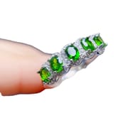 New fashion ladies ring 925 silver 3*4mm clean diopside ring live color treasure wholesale