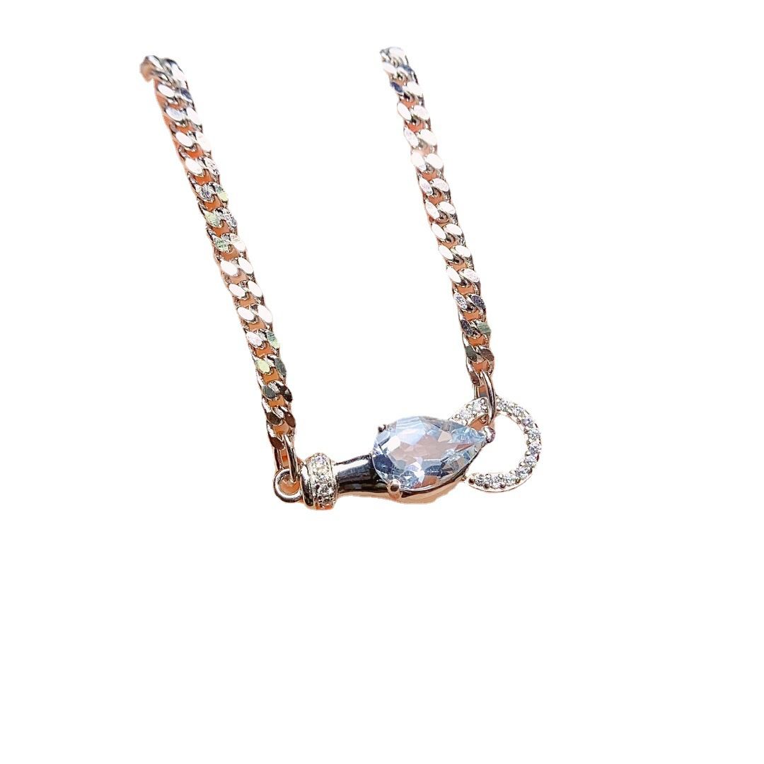 Factory wholesale explosions natural aquamarine bracelet S925 silver inlaid main stone 6*8 hot Europe and the United States a generation of hair