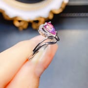 Factory wholesale explosions natural powder Topaz ring S925 silver inlaid main stone 5*7 selling Europe and the United States a piece