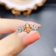 Factory wholesale explosions natural garnet ring S925 silver inlaid main stone 4*5 selling Europe and the United States a generation of hair