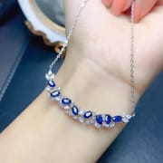Factory wholesale explosions natural sapphire necklace S925 silver inlaid main stone 3*5 selling Europe and the United States a generation of hair