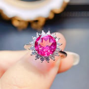 Factory wholesale explosions natural powder Topaz ring S925 silver inlaid main stone 8*8 selling Europe and the United States a piece