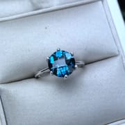 Real Photo Diamond natural London Blue Topaz ring 925 silver live wholesale