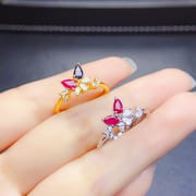 Factory wholesale explosions natural ruby ring S925 silver inlaid with the main stone 3*5 selling Europe and the United States a generation of hair