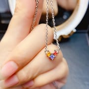 工厂批发爆款天然彩蓝宝项链S925银镶嵌主石3*3热销欧美一件代发