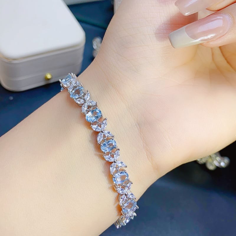 New on the new natural Topaz bracelet 925 silver inlaid gift wholesale main stone 4*6 jewelry wholesale