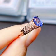 Factory wholesale explosions natural sapphire ring S925 silver inlaid with the main stone 6*8 selling Europe and the United States a generation of hair