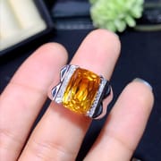Topaz men's ring 925 silver inlaid Topaz ring live overlap live a generation of hair