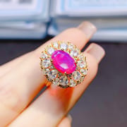 Factory wholesale explosions natural powder Opal ring S925 silver inlaid main stone 6*9 selling Europe and the United States a generation of hair