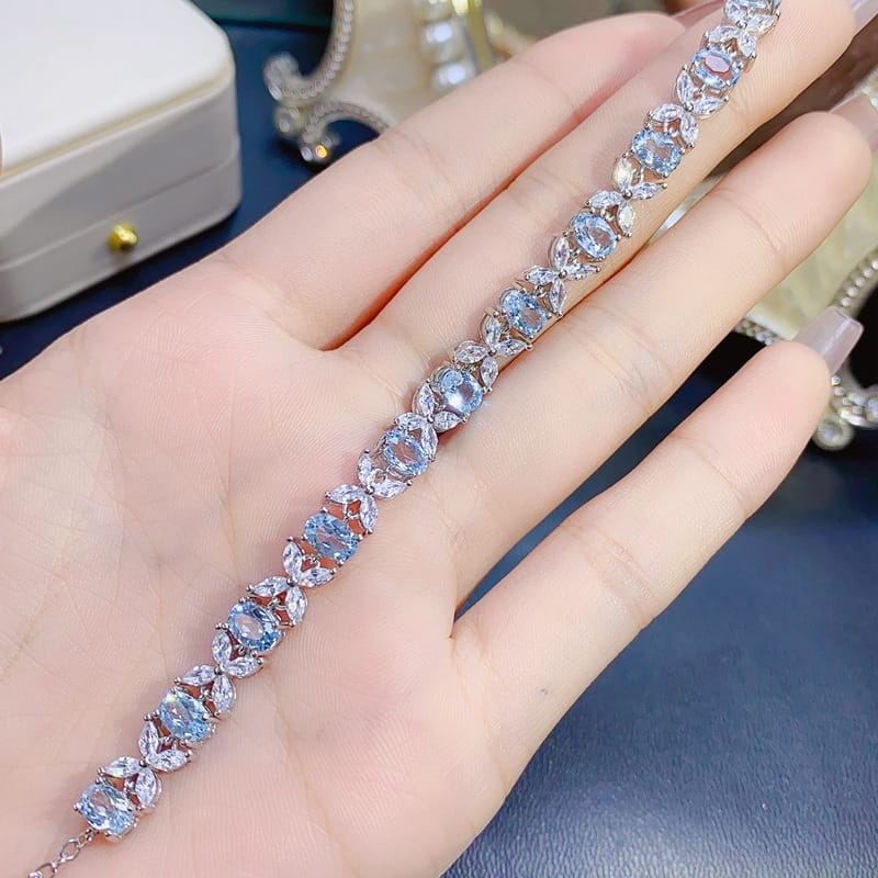 New on the new natural Topaz bracelet 925 silver inlaid gift wholesale main stone 4*6 jewelry wholesale
