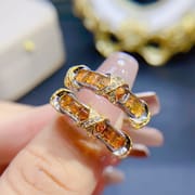 Japan and South Korea natural citrine ring 925 silver ladies live 3*3mm first-hand supply