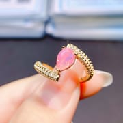Factory wholesale explosions natural powder Opal ring S925 silver inlaid main stone 5*8 hot Europe and the United States a generation of hair