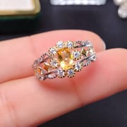 925 silver inlaid citrine ring open mouth overlapping open mouth manufacturers make goods one-piece delivery