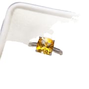 Factory wholesale explosions natural citrine ring S925 silver inlaid main stone 8*8 hot Europe and the United States a generation of hair