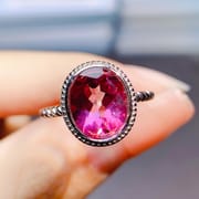 Factory wholesale explosions natural powder Topaz ring S925 silver inlaid with the main stone 8*10 selling Europe and the United States a piece