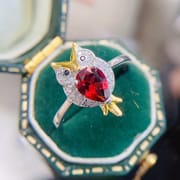 Fashion natural garnet ring 925 silver women's open mouth 5 * 7mm water drop first-hand supply live broadcast supply