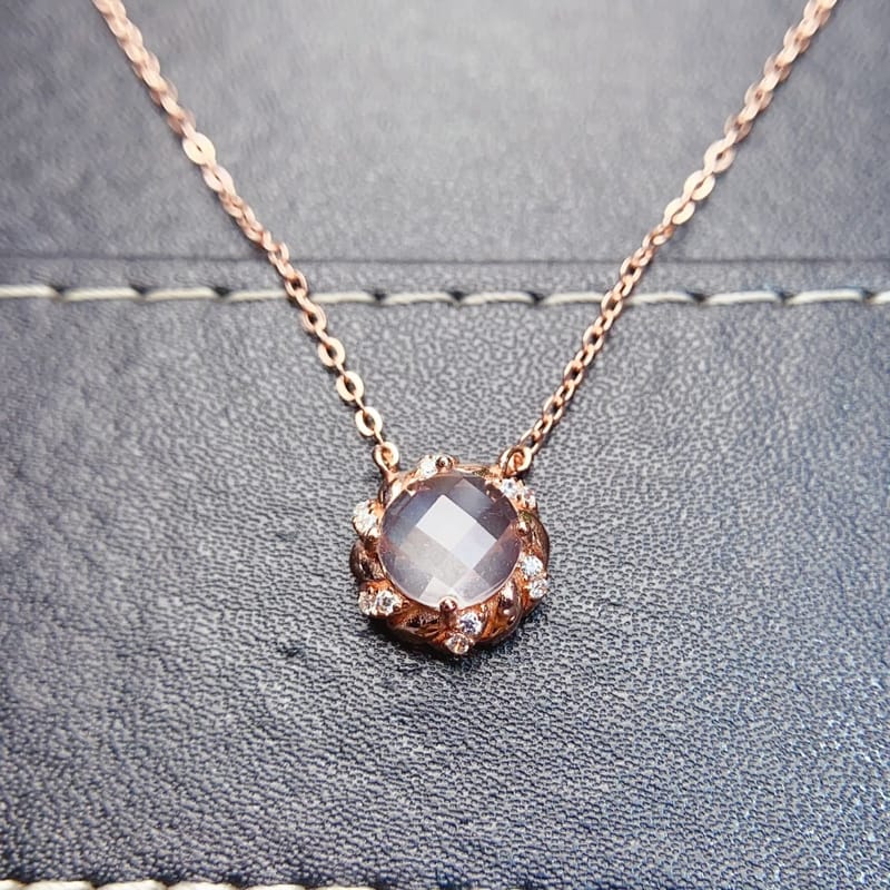 Beautiful natural pinky crystal with 925 silver necklace for 8*8mm 
