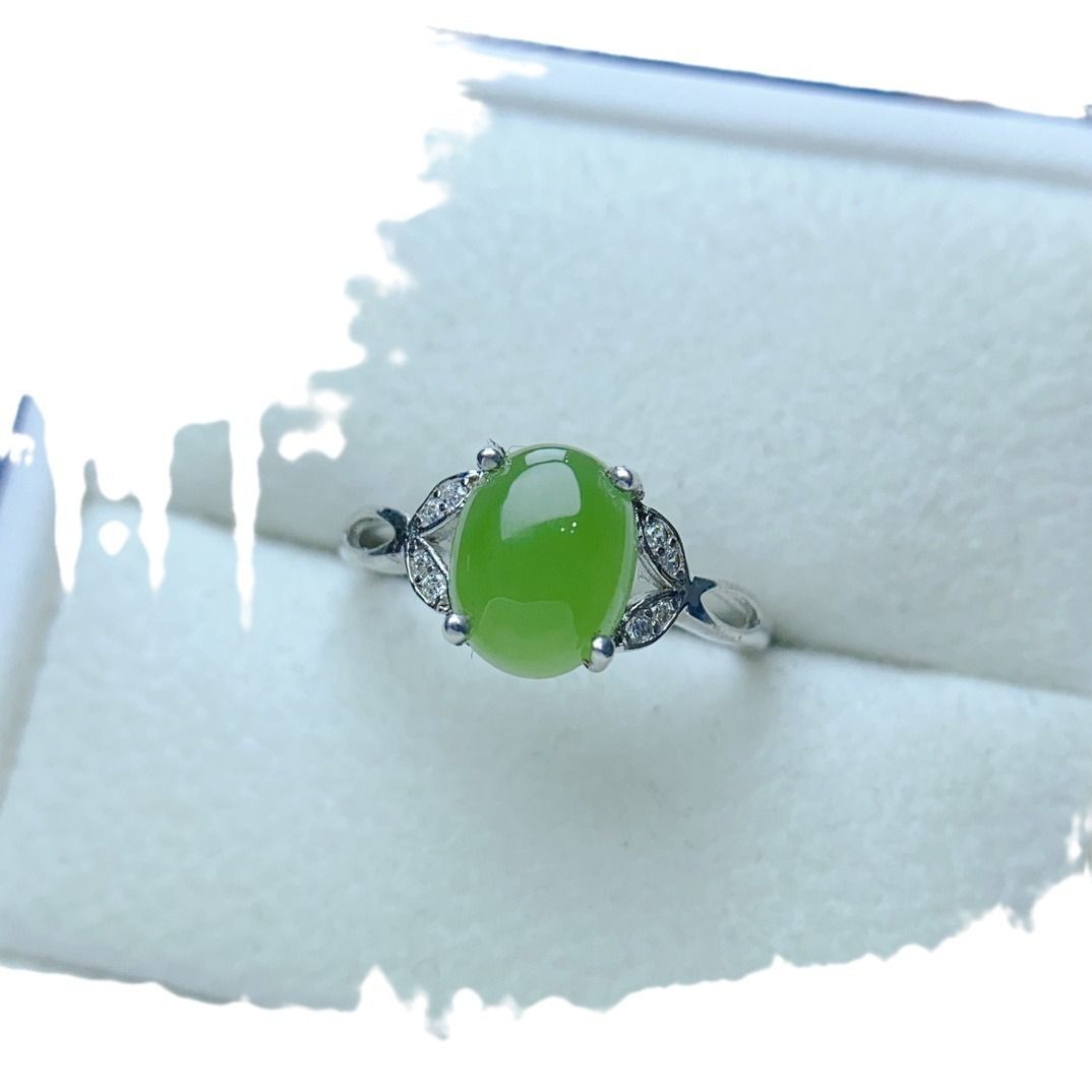 Factory wholesale explosions natural jasper ring S925 silver inlaid main stone 7*9 selling Europe and the United States a generation