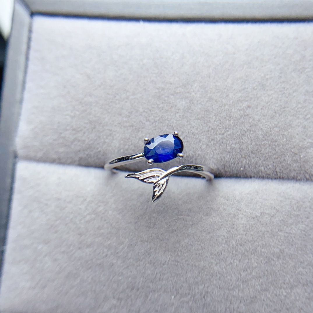 Factory wholesale explosions natural color treasure ring S925 silver inlaid main stone 4*6 selling Europe and the United States a generation of hair