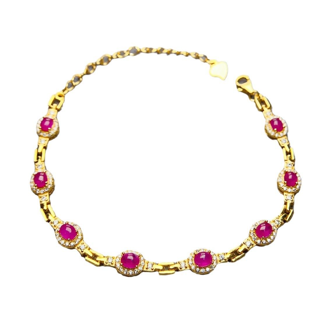 Factory wholesale explosions natural ruby bracelet S925 silver inlaid with the main stone 3*4 selling Europe and the United States a generation of hair