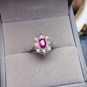 Factory wholesale explosions natural ruby ring S925 silver inlaid with the main stone 5*7 selling Europe and the United States a generation of hair