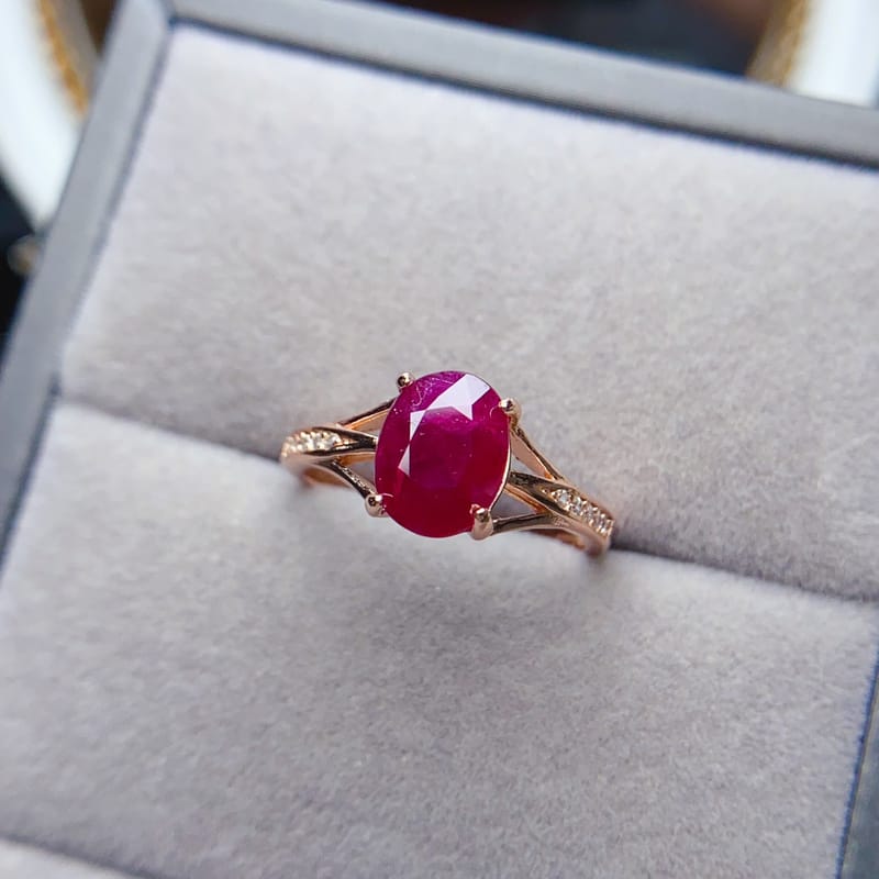 Natural ruby ring S925 silver inlaid with the main stone 7*9 mm