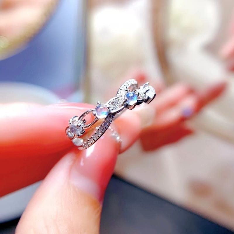 Blue moonstone ring clean and beautiful 925 silver best selling ladies 
