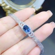 Factory wholesale explosions natural topaz bracelet S925 silver inlaid main stone 6*8 hot Europe and the United States a generation of hair