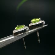 Excellent quality 925 silver inlaid natural olivine earrings