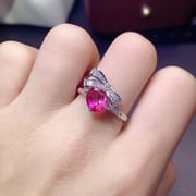 Factory wholesale explosions natural powder Topaz ring S925 silver inlaid main stone 6*8 selling Europe and the United States a piece