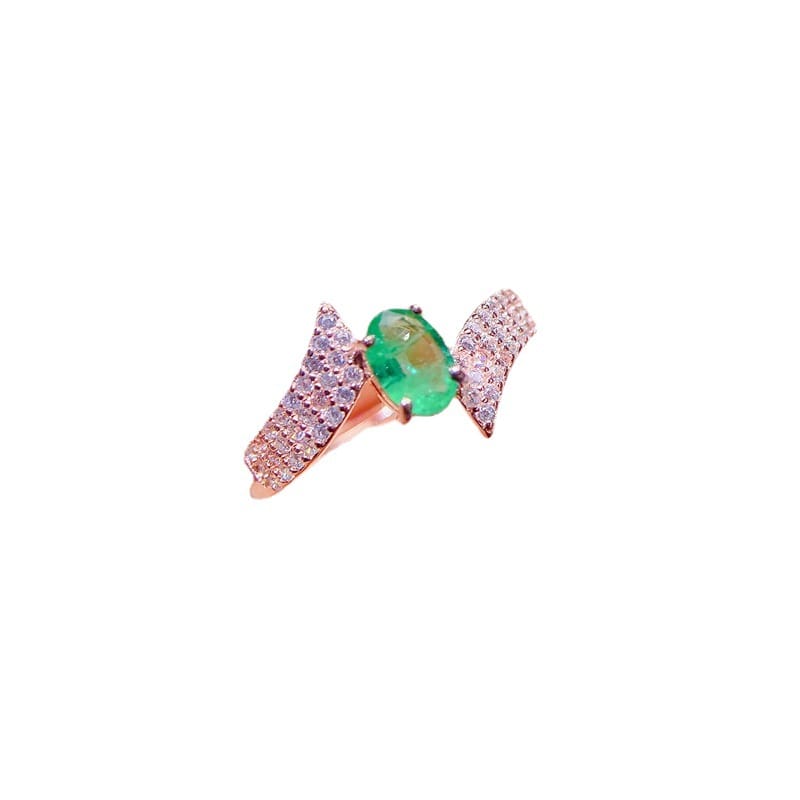 Natural Emerald women's ring main stone 5*7 exquisite women's ring 925 silver color beautiful tested