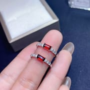 Clear inventory 925 silver inlaid natural garnet ring ladies ring adjustable