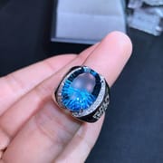 Lantopa men's ring 925 silver inlaid Millennium Topaz 12*16 live men's ring a generation of hair