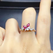 Factory wholesale explosions natural ruby ring S925 silver inlaid with the main stone 3*5 selling Europe and the United States a generation of hair
