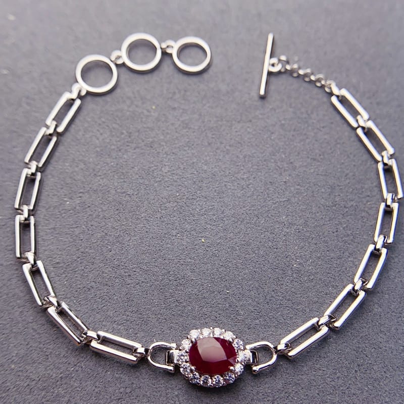 Natural ruby bracelet with 925 silver for 5*7mm