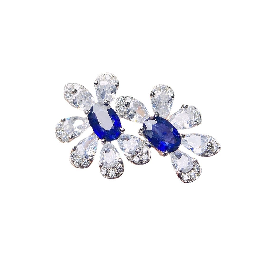 Factory wholesale explosions natural sapphire ring S925 silver inlaid with the main stone 4*6 selling Europe and the United States a generation of hair