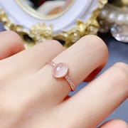 Fashion natural pink crystal ladies ring 925 silver live 5*7mm ladies ring color treasure wholesale