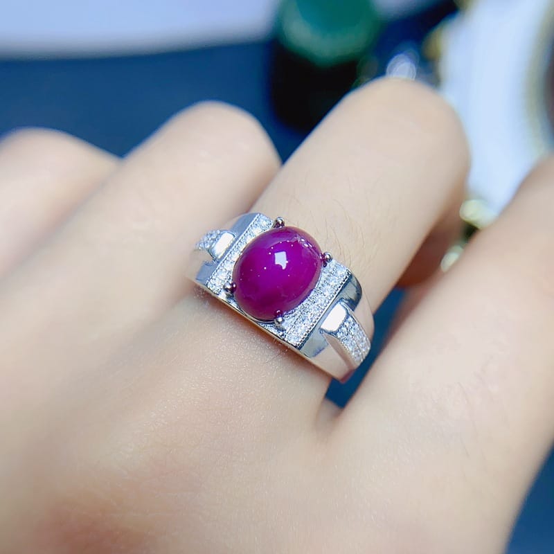 4 karat natural Ruby men's ring 925 silver adjustable cross-border e-commerce supply