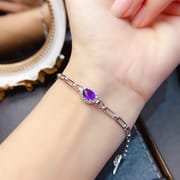 工厂批发爆款天然紫水晶手链S925银镶嵌主石5*7热销欧美一件代