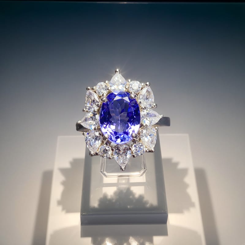 Natural tanzanite ring S925 silver inlaid main stone 6*8 