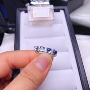 Japanese Style Entry Luxury Vitreous Natural Blue Moonlight Ring 925 Silver Ring