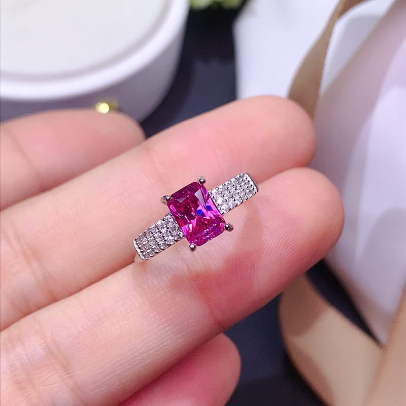 Loose ring pink diamond 925 silver inlaid 1 karat pink diamond female ring GRA certificate black card waist size